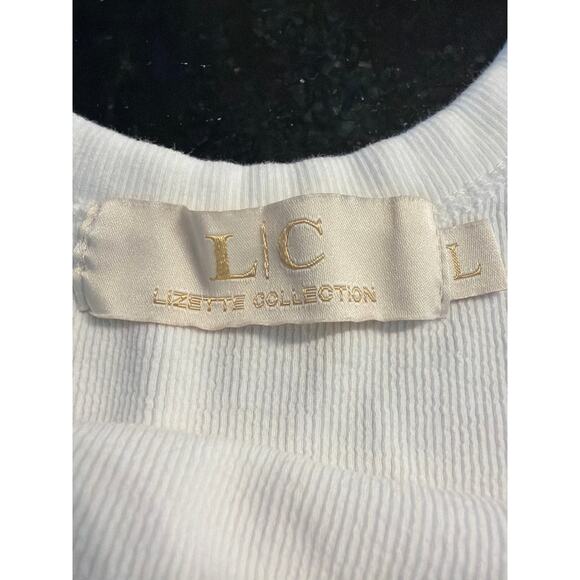 Lizette Collection white mini ribbed hi cut body suit LG - Picture 3 of 12